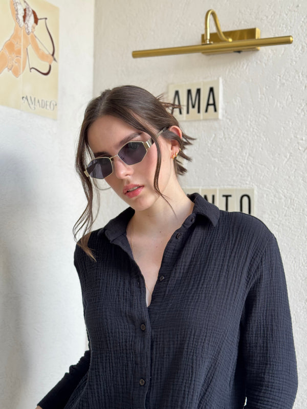 Gafas De Sol Dominican Negra x Plateado