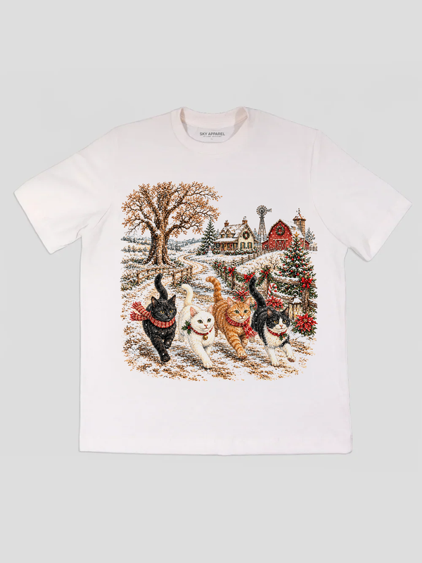 Camiseta Blanca Christms Kittens