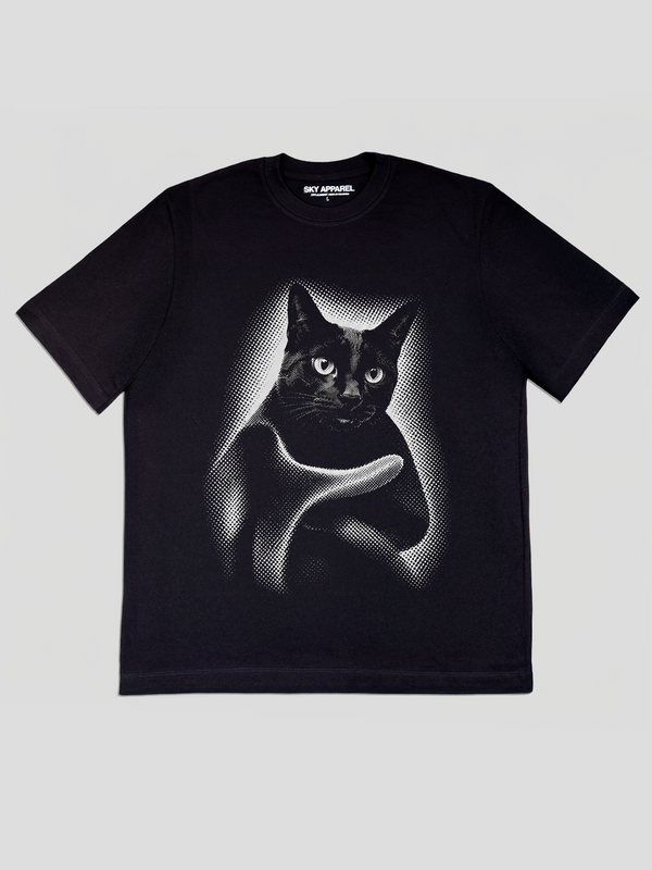 Camiseta Negra Gato Parche