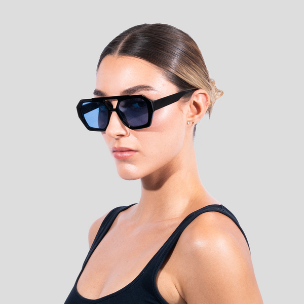 Gafas De Sol Santorini Negra X lente azul