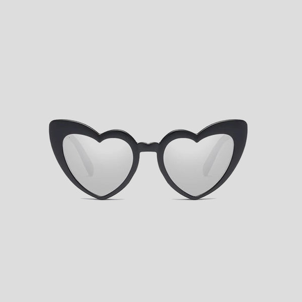 Gafas De Sol 70s HEART Negra, lente transparente